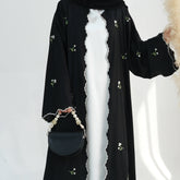 Nida Floral Scalloped-Edge Open Abaya